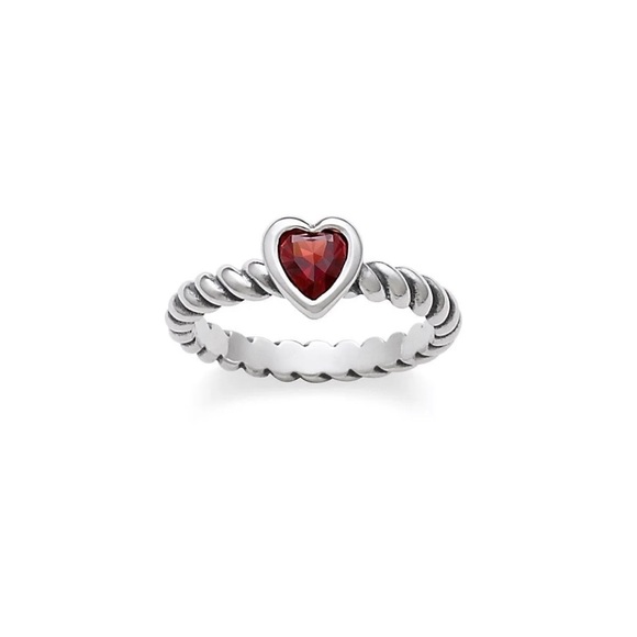 James Avery “Heart with Garnet Twisted Wire Ring” - Picture 2 of 3